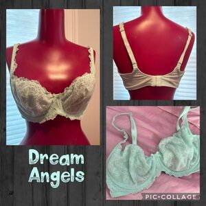 Mint green Victoria’s Secret lace unlined Dream Angels bra 36D 02/15 collection
